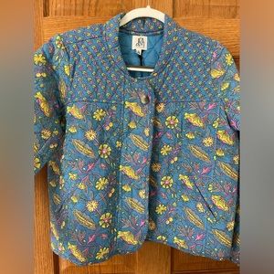 Small NWT Anthropologie DRA Los Angeles Floral Blue LIGHTWEIGHT Quilted Jacket